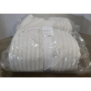 Pottery Barn Ridgeline Sherpa Backed Throw Blanket Ivory 50x60 Inches New